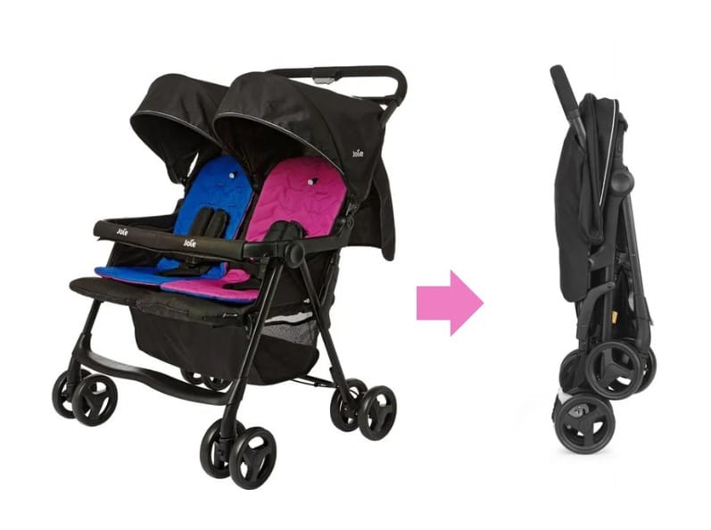 Joie Aire Twin Stroller compact and practical storage 