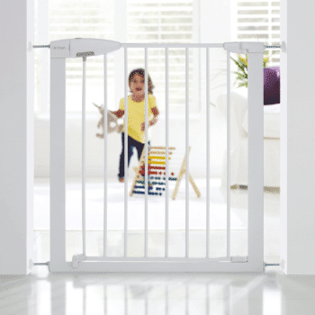 Lindam Sure Shut Ethos Baby & Dog Pressure Fit Gate – Easy Install / No-Screws (73 – 79 cm) – White
